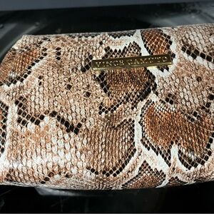 Vince Camuto Brown Snake Print Cosmetic Bag NWT